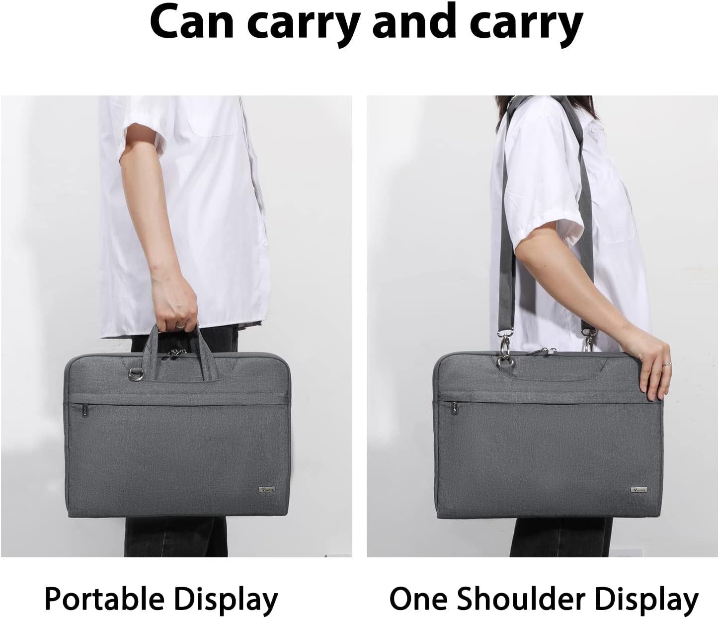 15.6-Inch Waterproof Laptop Bag with Shoulder Strap and Handle, Compatible with 15-16” MacBook Air/Pro, HP, Acer, Asus, Dell, Lenovo - Slim Computer Case for Men and Women, Grey