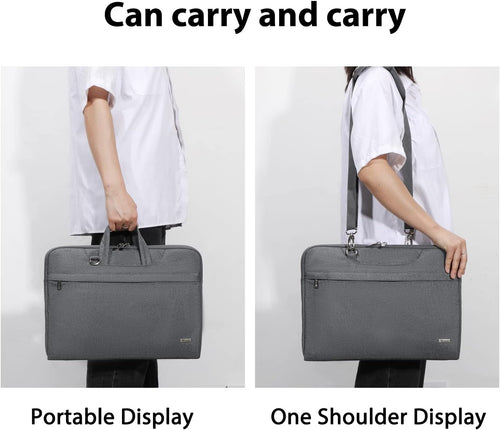 15.6-Inch Waterproof Laptop Bag with Shoulder Strap and Handle, Compatible with 15-16” MacBook Air/Pro, HP, Acer, Asus, Dell, Lenovo - Slim Computer Case for Men and Women, Grey
