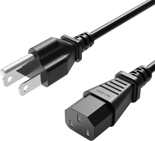 18 AWG Power Cable NEMA 5-15P to IEC320C13 for Computer Monitor and TV Replacement, 10FT 3-Prong Power Cord